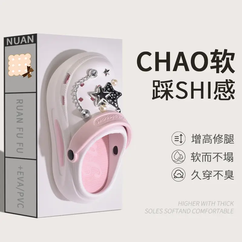 2025 New Summer Style Sweet and Cool Style Eva Thick-Soled Star Hole Shoes for Women to Wear Non-Slip Non-Smell Beach Sandals and Slippers - Image 6
