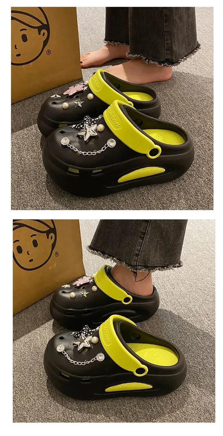 2025 New Summer Style Sweet and Cool Style Eva Thick-Soled Star Hole Shoes for Women to Wear Non-Slip Non-Smell Beach Sandals and Slippers — feature 12