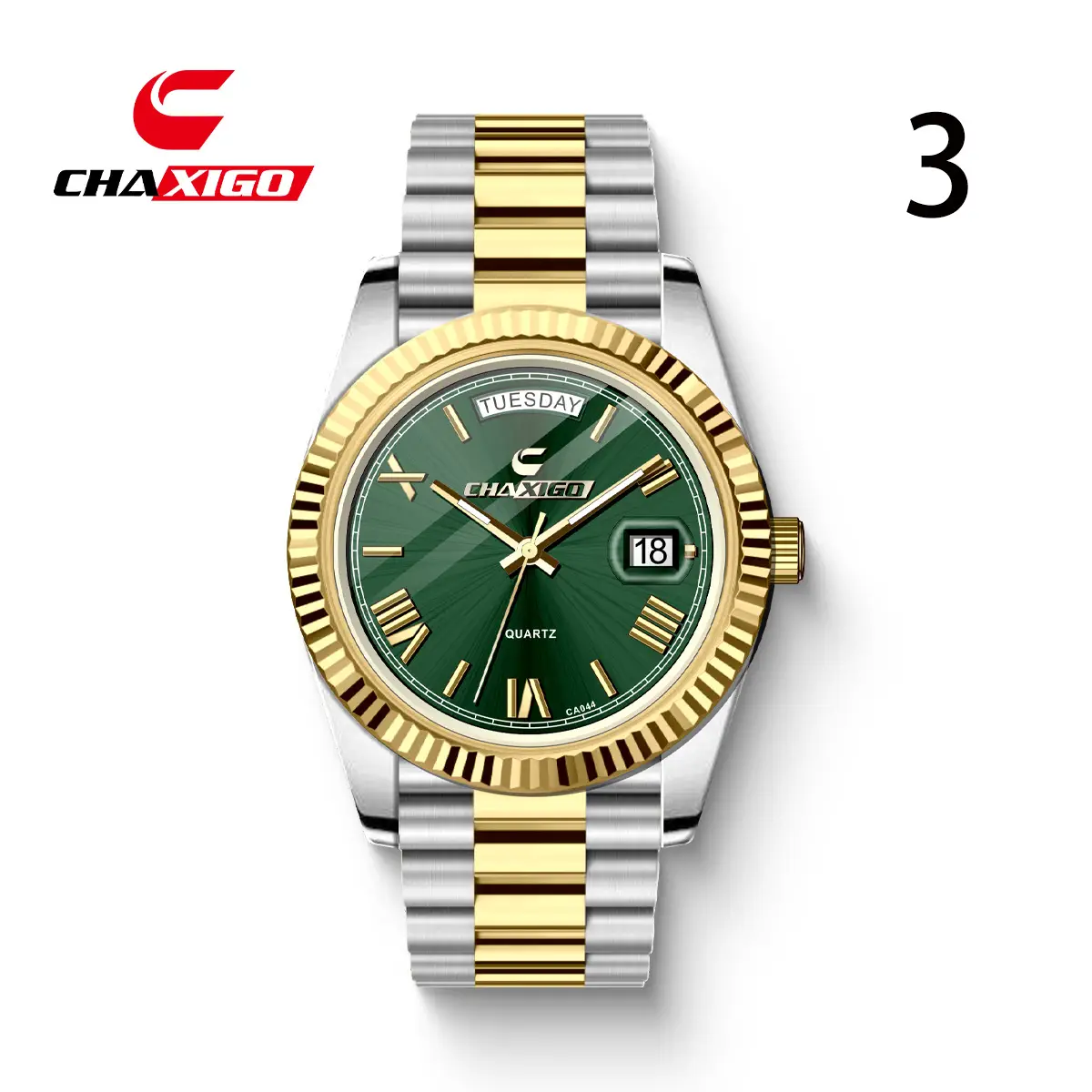 Chixigoo Swiss Brand Men's Quartz Watch Real Steel Band Large Dial - Image 3