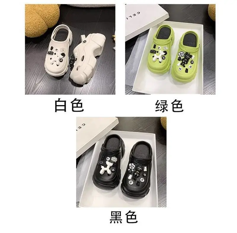 2025 New Cyber Celebrous Cave Shoes Women's Outer Wear Cartoon Small Thick Sole Elevated Platform Slippers — feature 14