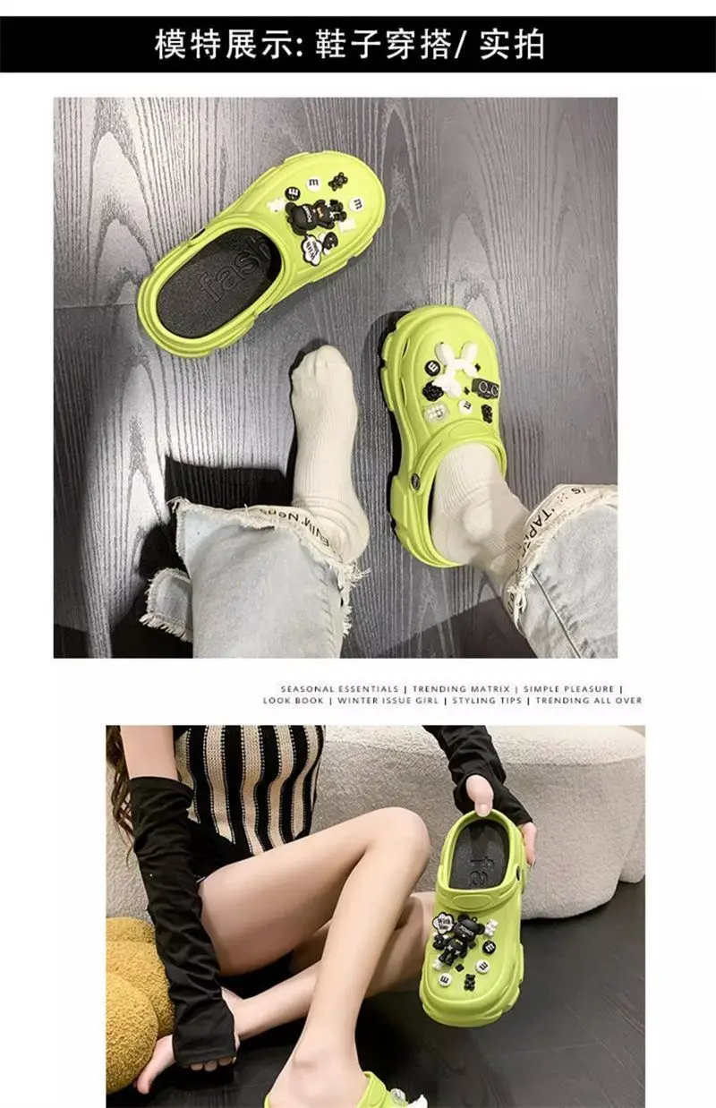 2025 New Cyber Celebrous Cave Shoes Women's Outer Wear Cartoon Small Thick Sole Elevated Platform Slippers — feature 15
