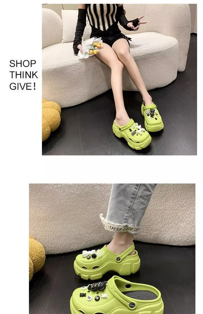 2025 New Cyber Celebrous Cave Shoes Women's Outer Wear Cartoon Small Thick Sole Elevated Platform Slippers — feature 20