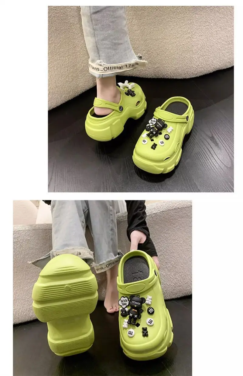 2025 New Cyber Celebrous Cave Shoes Women's Outer Wear Cartoon Small Thick Sole Elevated Platform Slippers — feature 22