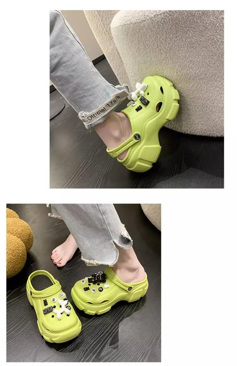 2025 New Cyber Celebrous Cave Shoes Women's Outer Wear Cartoon Small Thick Sole Elevated Platform Slippers — feature 24