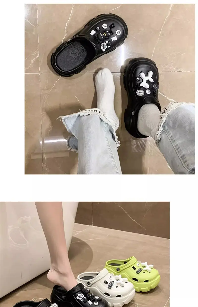 2025 New Cyber Celebrous Cave Shoes Women's Outer Wear Cartoon Small Thick Sole Elevated Platform Slippers — feature 27