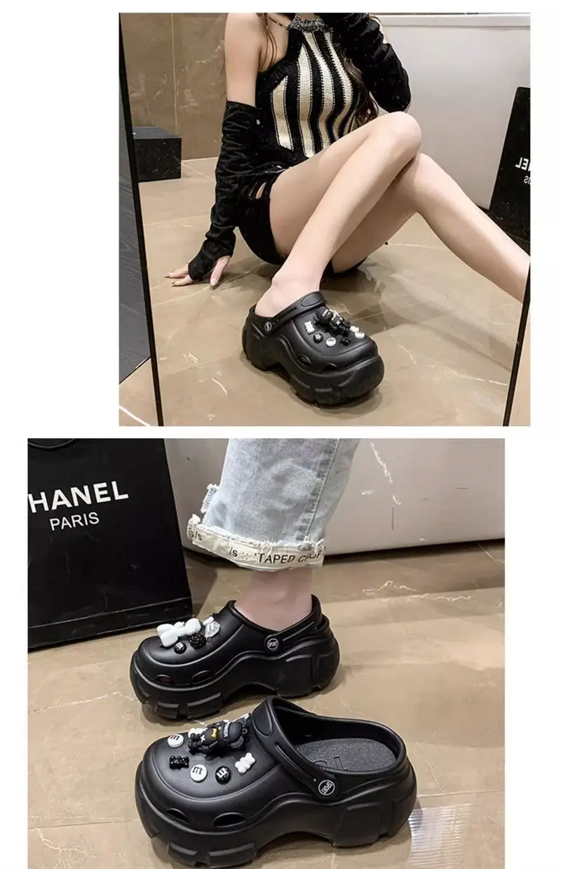 2025 New Cyber Celebrous Cave Shoes Women's Outer Wear Cartoon Small Thick Sole Elevated Platform Slippers — feature 30