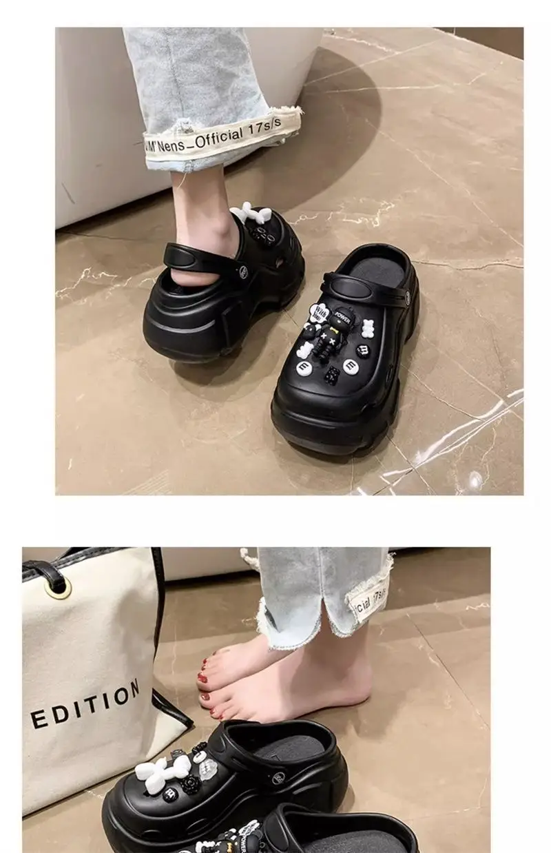 2025 New Cyber Celebrous Cave Shoes Women's Outer Wear Cartoon Small Thick Sole Elevated Platform Slippers — feature 32