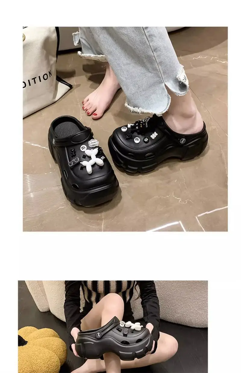 2025 New Cyber Celebrous Cave Shoes Women's Outer Wear Cartoon Small Thick Sole Elevated Platform Slippers — feature 34