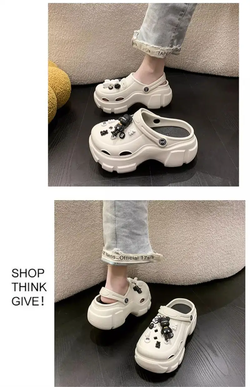 2025 New Cyber Celebrous Cave Shoes Women's Outer Wear Cartoon Small Thick Sole Elevated Platform Slippers — feature 38