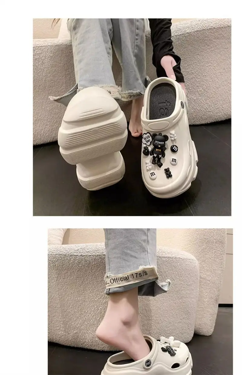 2025 New Cyber Celebrous Cave Shoes Women's Outer Wear Cartoon Small Thick Sole Elevated Platform Slippers — feature 40