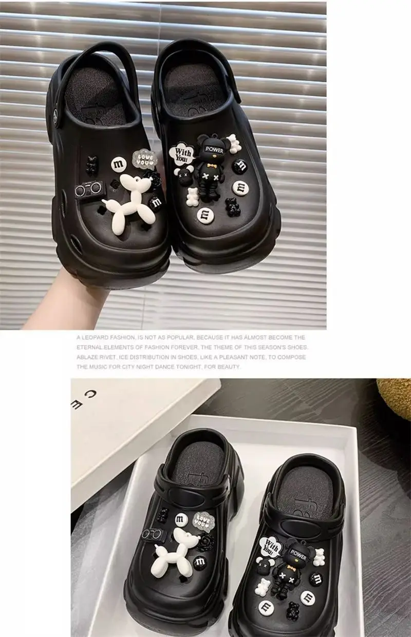 2025 New Cyber Celebrous Cave Shoes Women's Outer Wear Cartoon Small Thick Sole Elevated Platform Slippers — feature 48