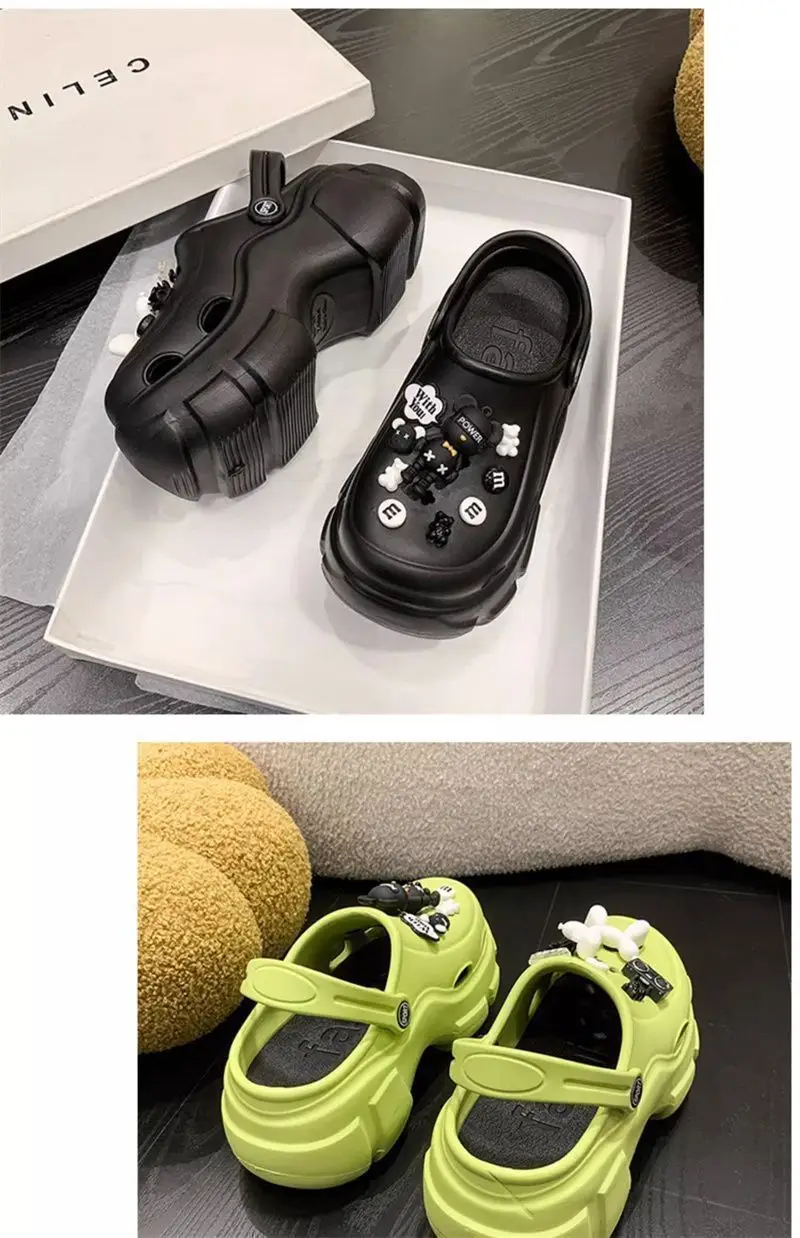 2025 New Cyber Celebrous Cave Shoes Women's Outer Wear Cartoon Small Thick Sole Elevated Platform Slippers — feature 50