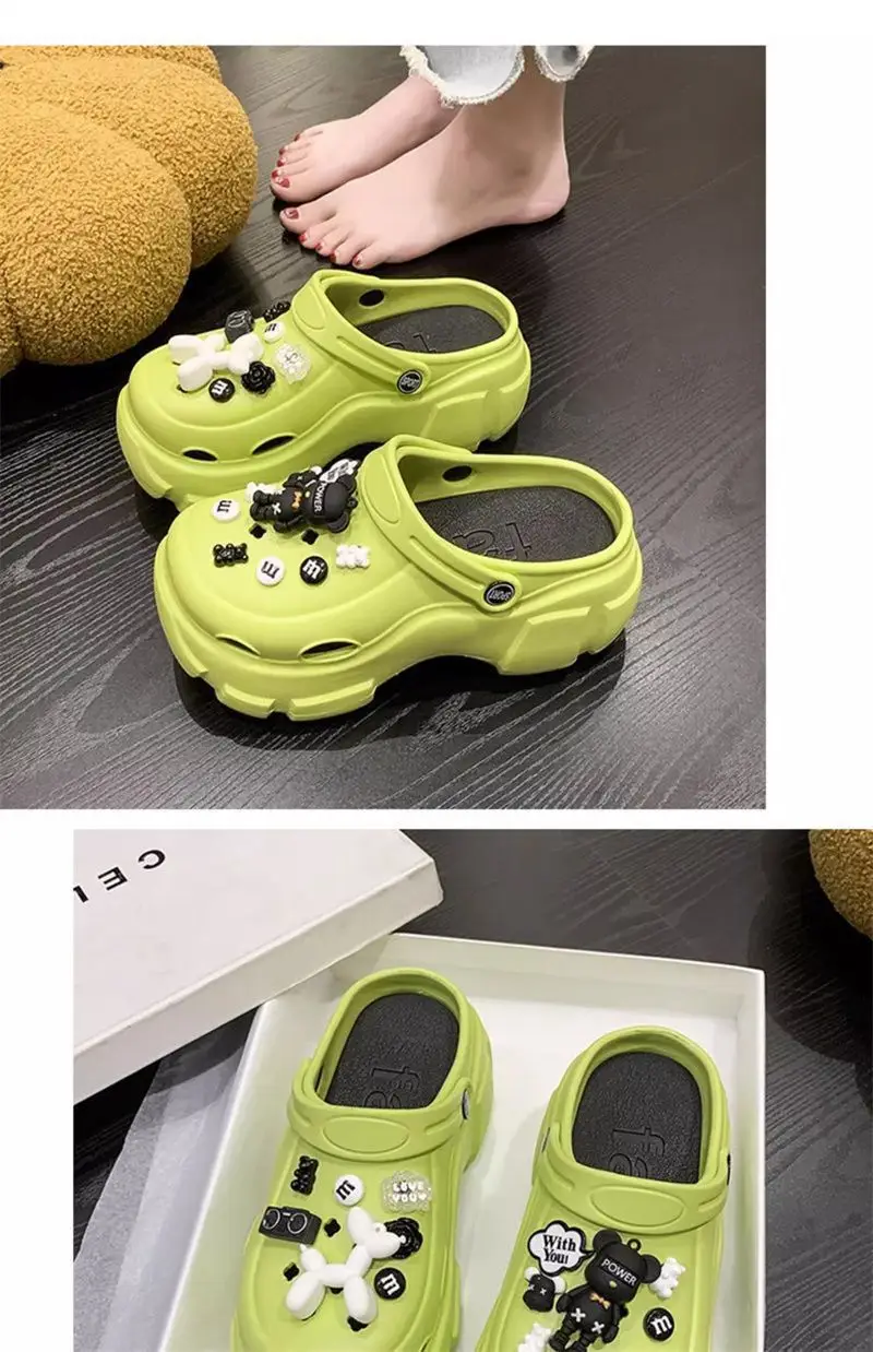 2025 New Cyber Celebrous Cave Shoes Women's Outer Wear Cartoon Small Thick Sole Elevated Platform Slippers — feature 52