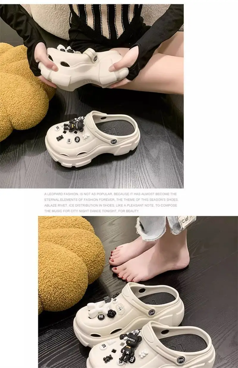 2025 New Cyber Celebrous Cave Shoes Women's Outer Wear Cartoon Small Thick Sole Elevated Platform Slippers — feature 58