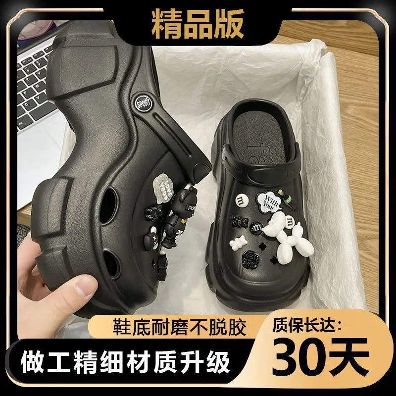 2025 New Cyber Celebrous Cave Shoes Women's Outer Wear Cartoon Small Thick Sole Elevated Platform Slippers - Image 2