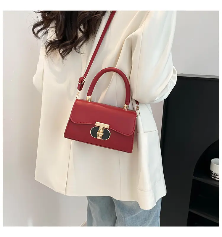White Lock Clasp Small Handbag with Chain — feature 18