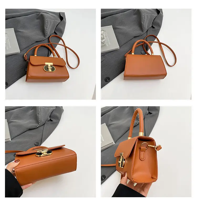 White Lock Clasp Small Handbag with Chain — feature 8