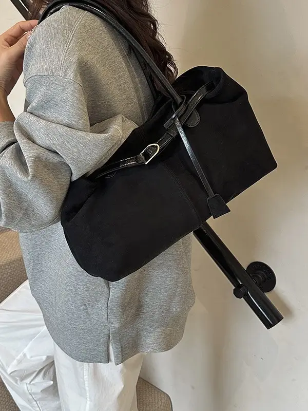 Women's Suede Shoulder Bag Large Capacity Brown - Image 6