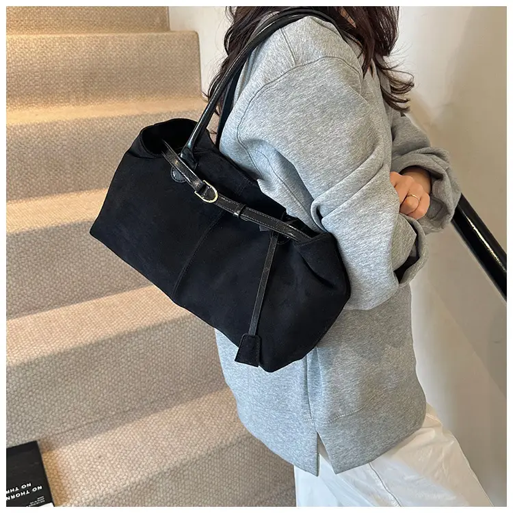Women's Suede Shoulder Bag Large Capacity Brown — feature 8