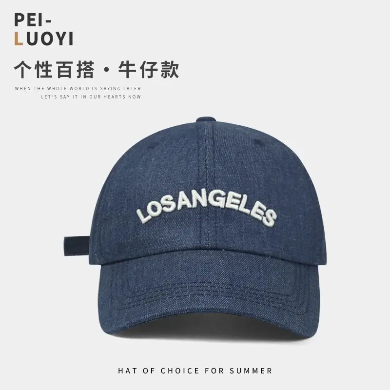 Denim Blue Los Angeles Embroidered Baseball Cap Women - Image 7