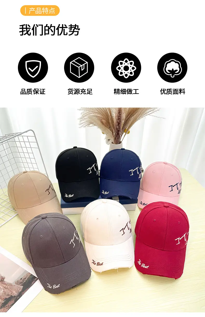 Women Baseball Cap White Embroidered Letter Big Head — feature 19