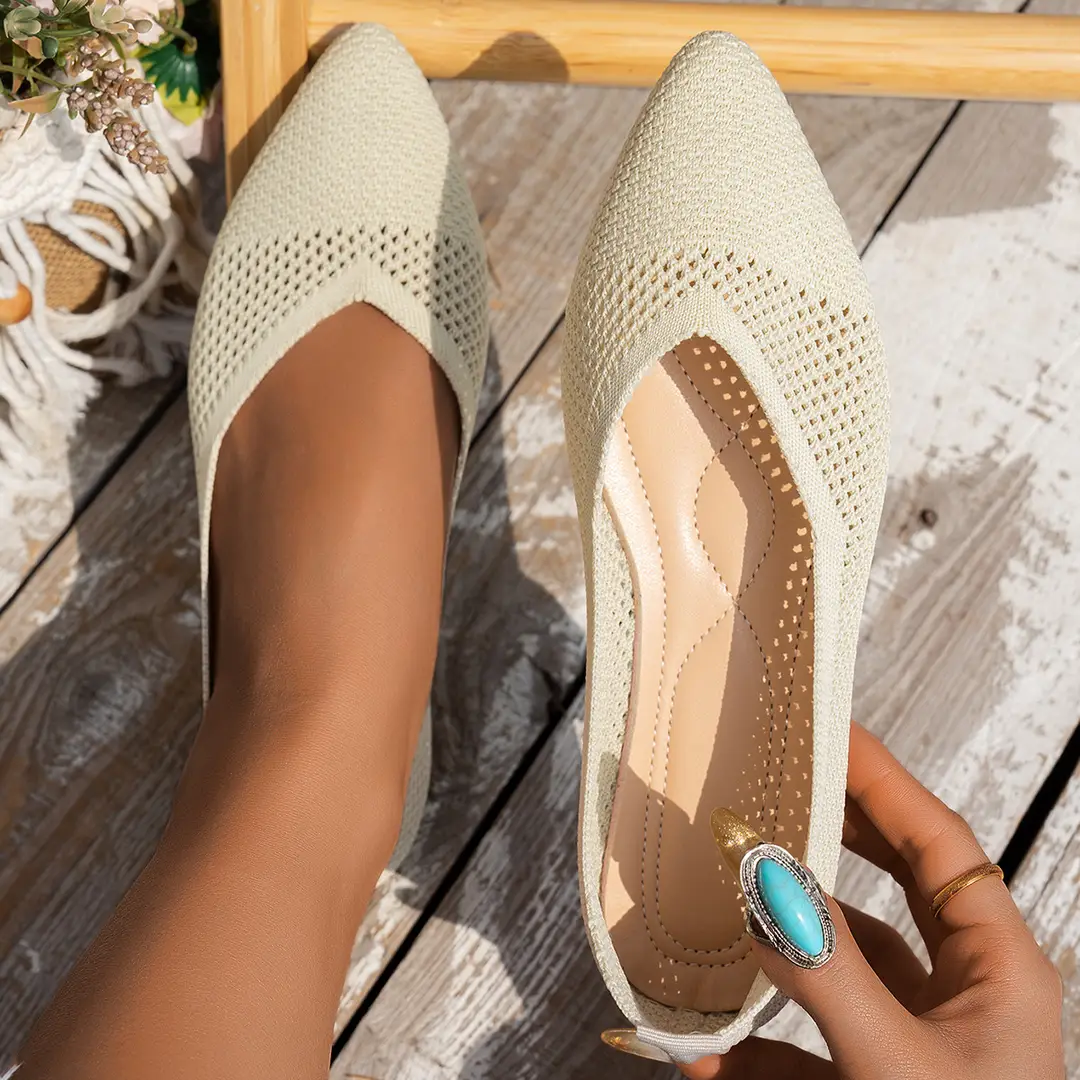 Knitted Women's Shoes, Breathable, Soft-Soled, Fashionable, Flat-Soled, New Style, Comfortable, Pointed-Toe, Flat-Soled, Shallow-Mouthed, Slip-On Casual Shoes - Image 6