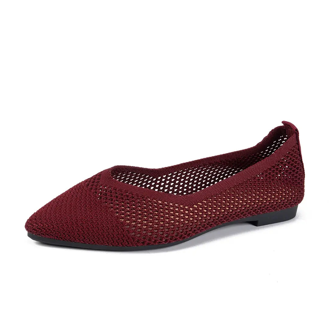 Knitted Women's Shoes, Breathable, Soft-Soled, Fashionable, Flat-Soled, New Style, Comfortable, Pointed-Toe, Flat-Soled, Shallow-Mouthed, Slip-On Casual Shoes - Image 9