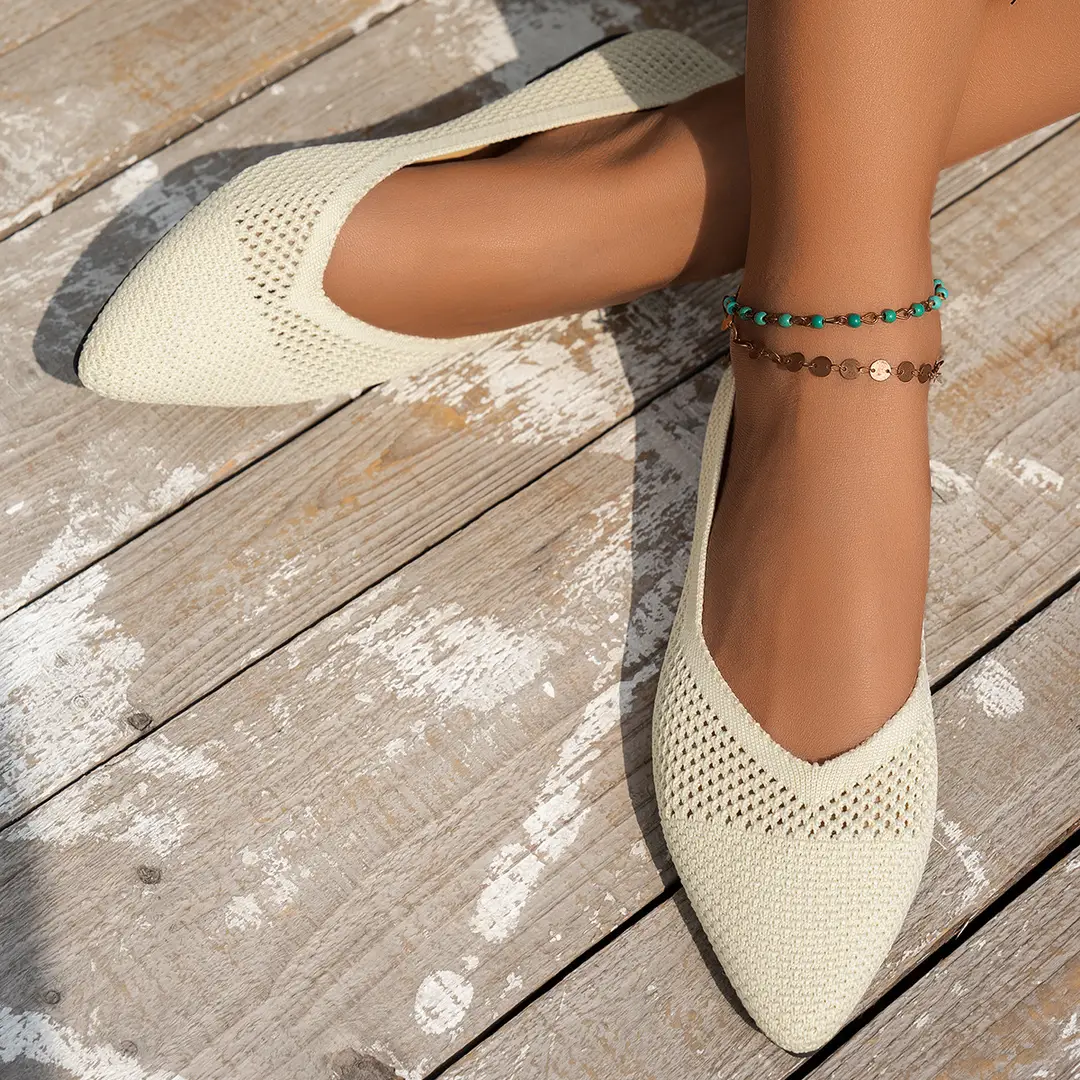 Knitted Women's Shoes, Breathable, Soft-Soled, Fashionable, Flat-Soled, New Style, Comfortable, Pointed-Toe, Flat-Soled, Shallow-Mouthed, Slip-On Casual Shoes — feature 12