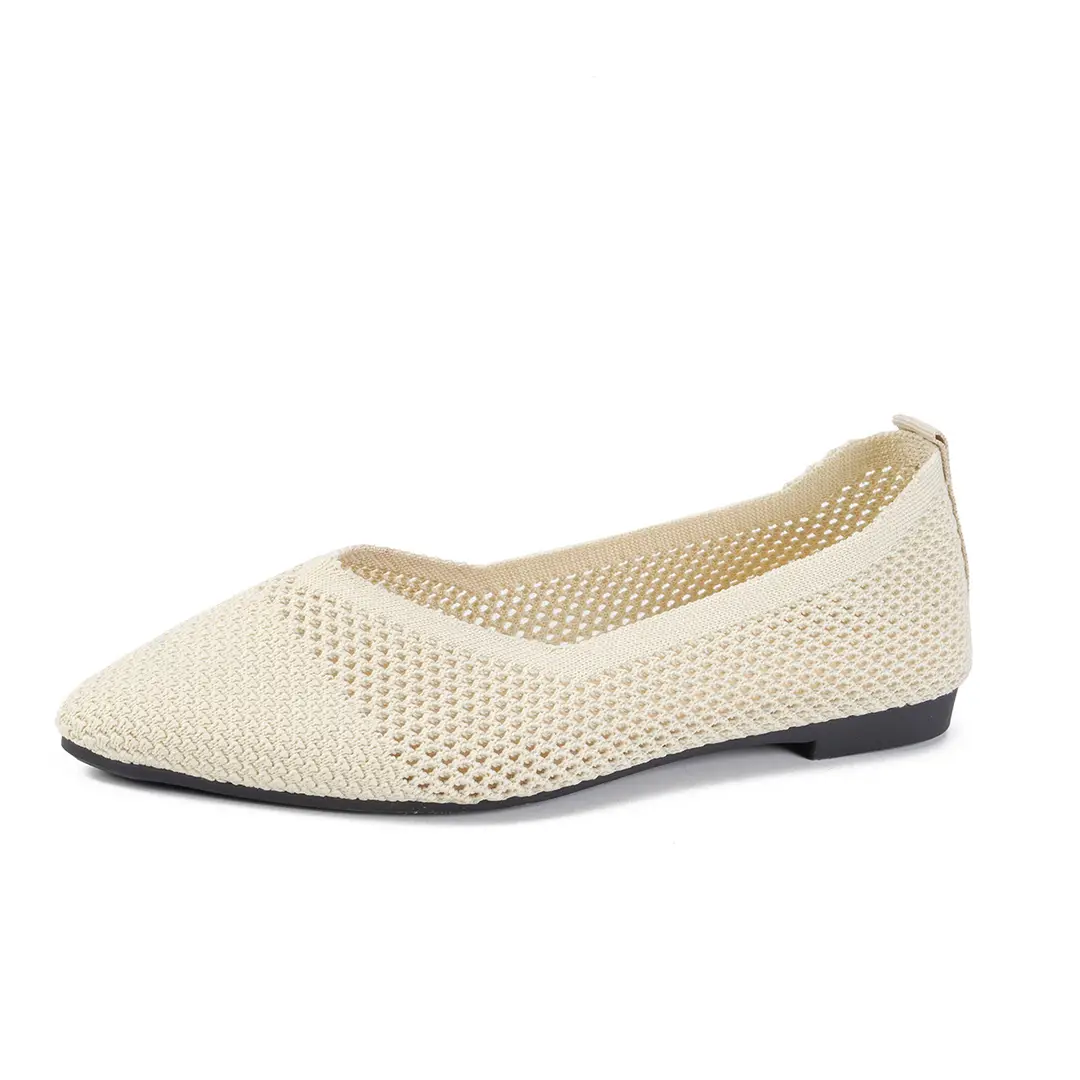 Knitted Women's Shoes, Breathable, Soft-Soled, Fashionable, Flat-Soled, New Style, Comfortable, Pointed-Toe, Flat-Soled, Shallow-Mouthed, Slip-On Casual Shoes — feature 15