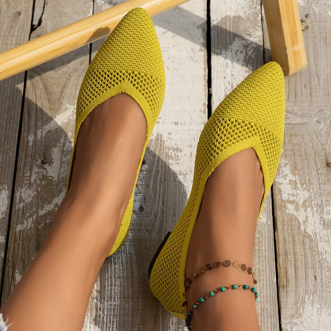 Knitted Women's Shoes, Breathable, Soft-Soled, Fashionable, Flat-Soled, New Style, Comfortable, Pointed-Toe, Flat-Soled, Shallow-Mouthed, Slip-On Casual Shoes — feature 7