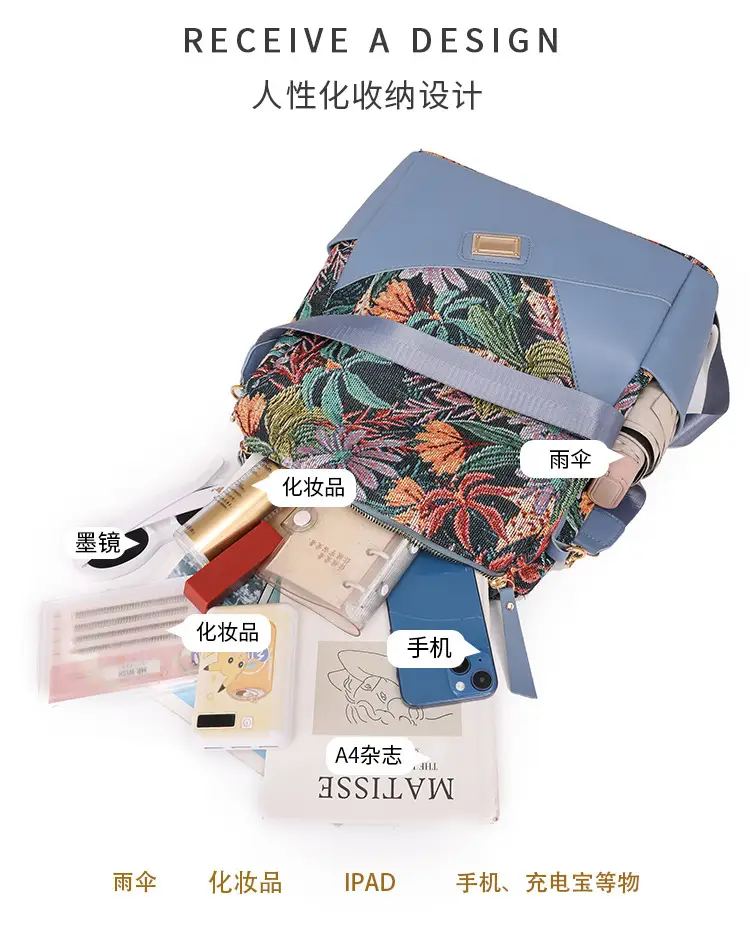 New Cross-border Printed Backpack High Fashion Large Capacity Lightweight Travel Portable Shoulder Bag Casual luggage and leather goods — feature 10