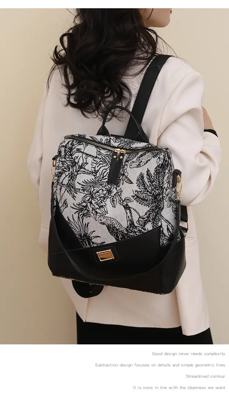 New Cross-border Printed Backpack High Fashion Large Capacity Lightweight Travel Portable Shoulder Bag Casual luggage and leather goods — feature 26