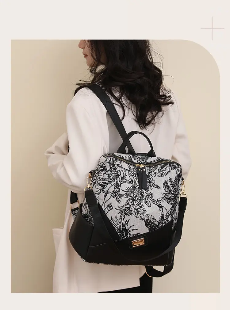 New Cross-border Printed Backpack High Fashion Large Capacity Lightweight Travel Portable Shoulder Bag Casual luggage and leather goods — feature 3