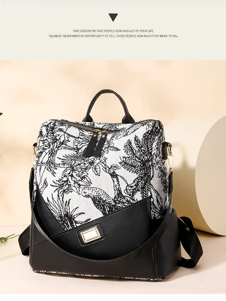 New Cross-border Printed Backpack High Fashion Large Capacity Lightweight Travel Portable Shoulder Bag Casual luggage and leather goods — feature 5