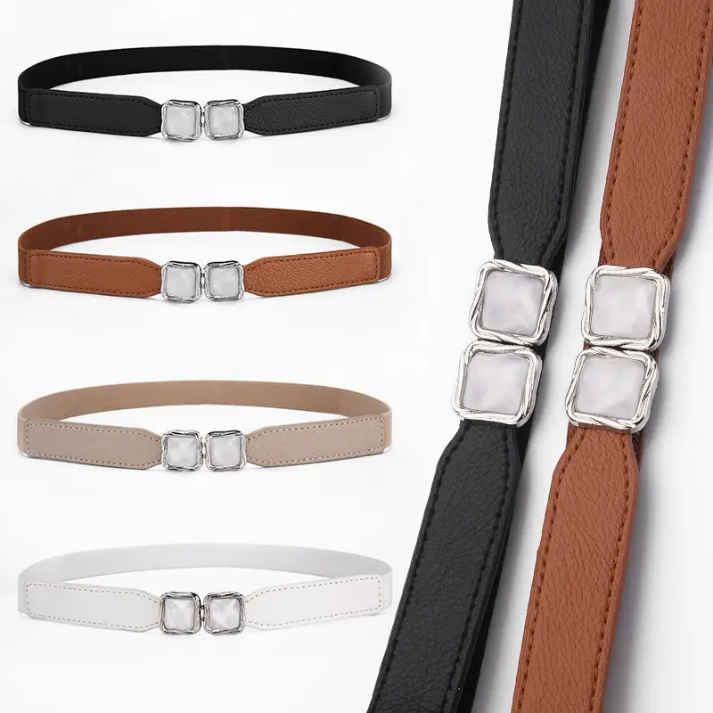 Women's Metal Hook Buckle Belt Black Brown Beige All-match - Image 6