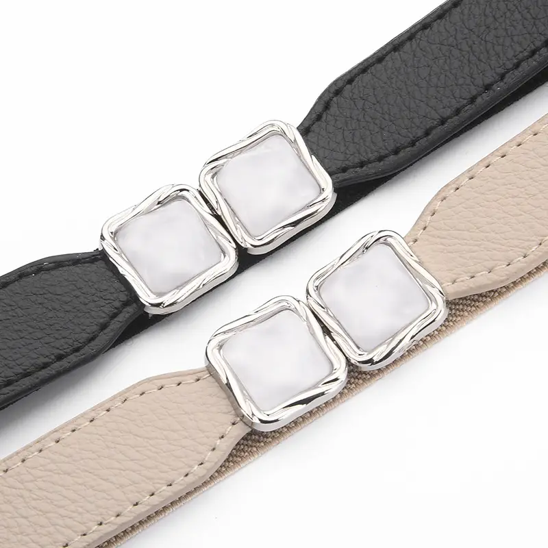 Women's Metal Hook Buckle Belt Black Brown Beige All-match - Image 7