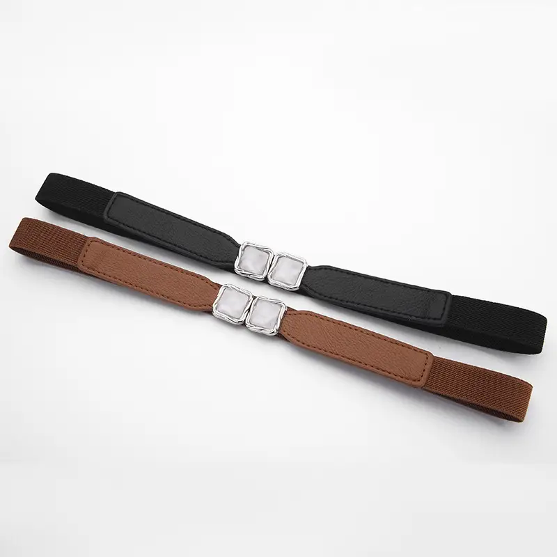 Women's Metal Hook Buckle Belt Black Brown Beige All-match - Image 9