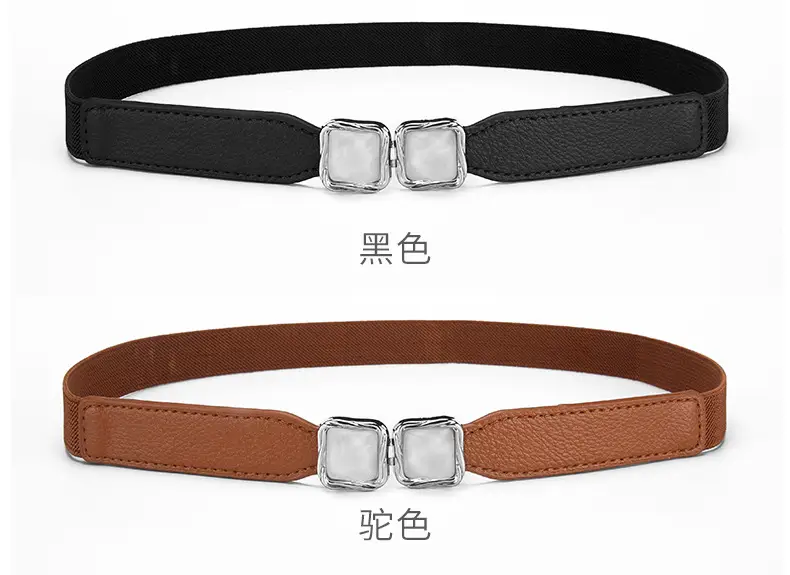 Women's Metal Hook Buckle Belt Black Brown Beige All-match — feature 11