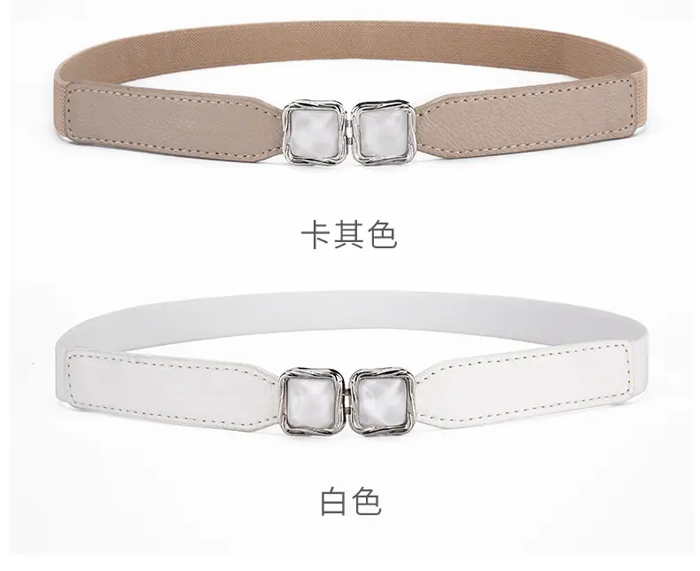 Women's Metal Hook Buckle Belt Black Brown Beige All-match — feature 12