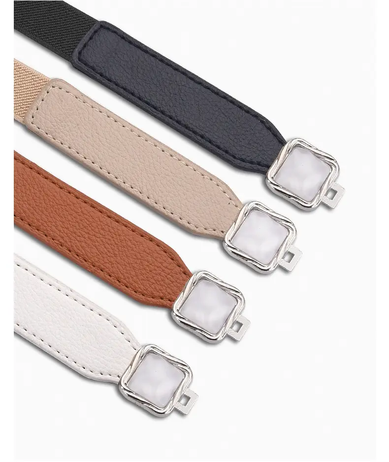 Women's Metal Hook Buckle Belt Black Brown Beige All-match — feature 15