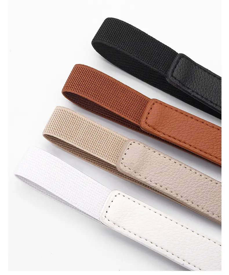 Women's Metal Hook Buckle Belt Black Brown Beige All-match — feature 17