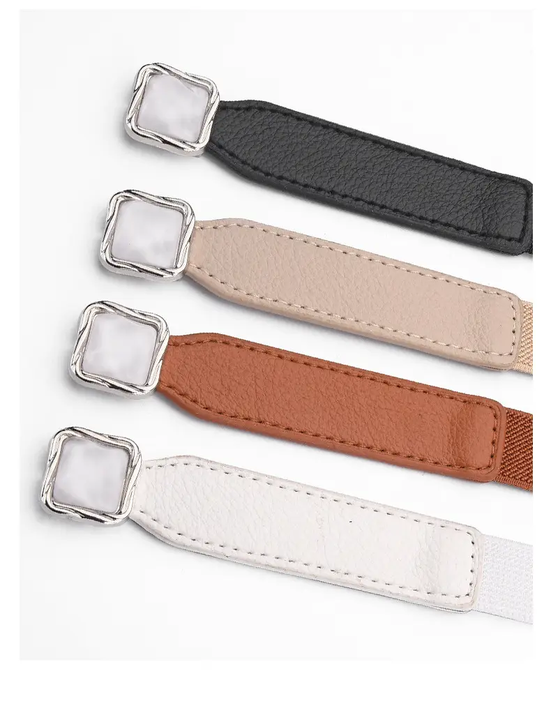 Women's Metal Hook Buckle Belt Black Brown Beige All-match — feature 18