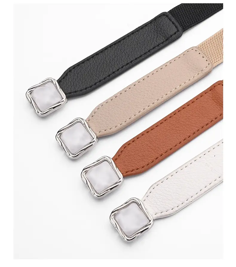 Women's Metal Hook Buckle Belt Black Brown Beige All-match — feature 5