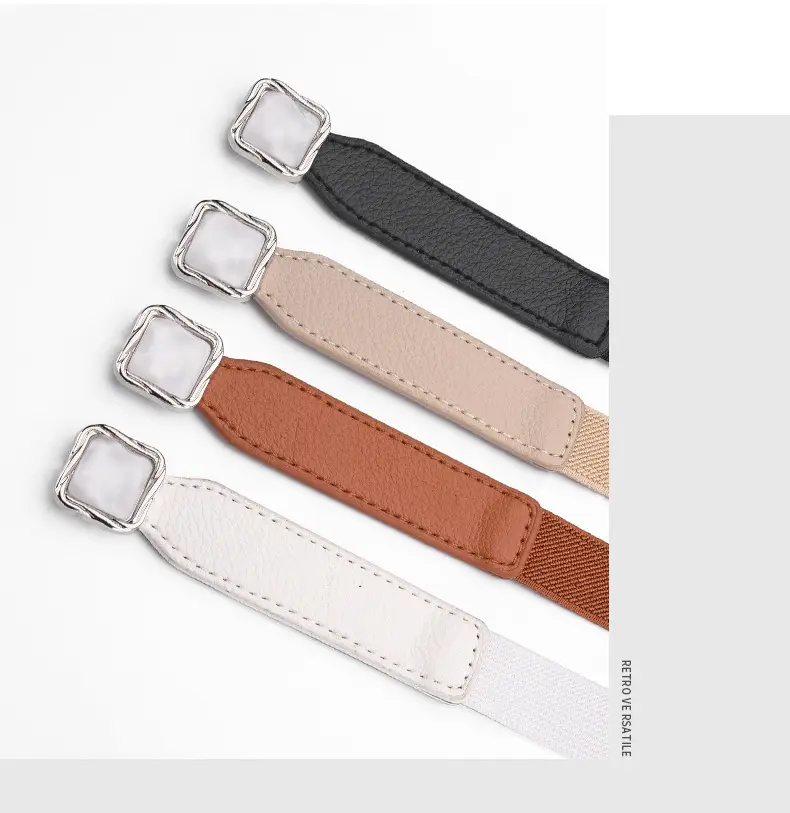 Women's Metal Hook Buckle Belt Black Brown Beige All-match — feature 7