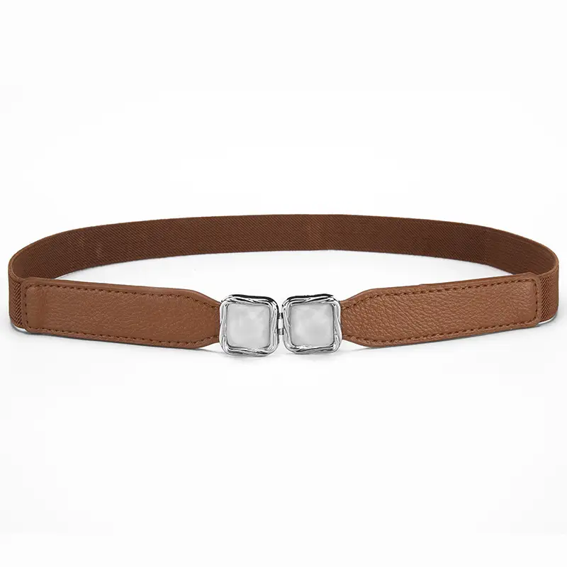 Women's Metal Hook Buckle Belt Black Brown Beige All-match - Image 2