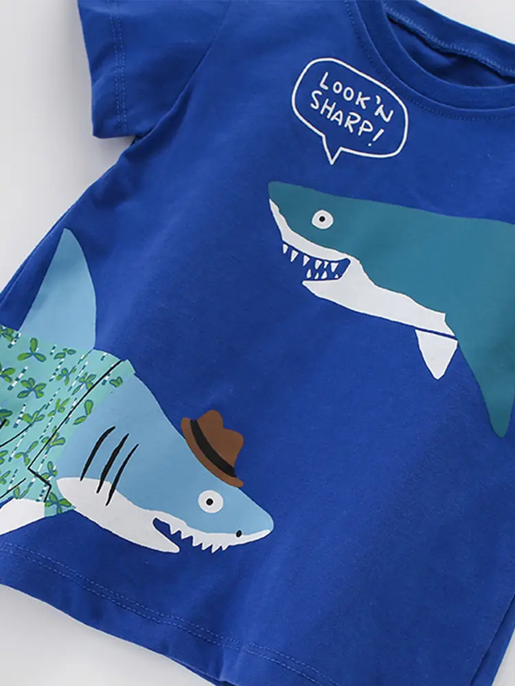 Malwee Boys Blue Shark Graphic T-Shirt Summer Casual - Image 4