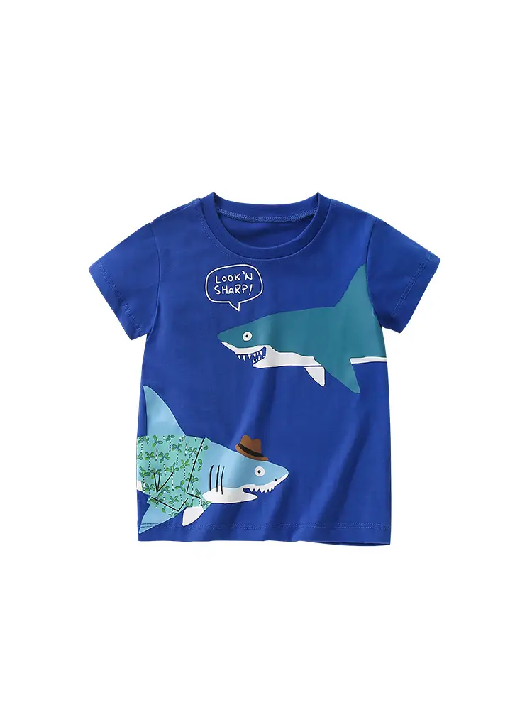 Malwee Boys Blue Shark Graphic T-Shirt Summer Casual - Image 6