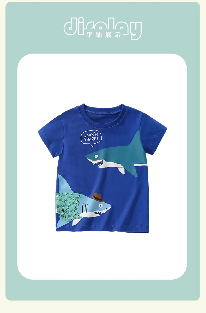Malwee Boys Blue Shark Graphic T-Shirt Summer Casual — feature 11