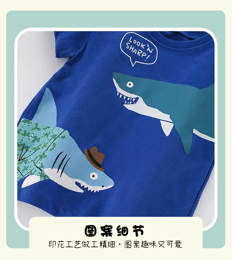 Malwee Boys Blue Shark Graphic T-Shirt Summer Casual — feature 8
