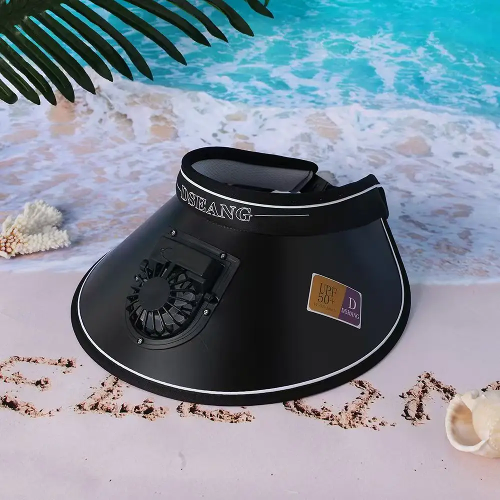 Summer new sun hat USB charging fan UV portable outdoor men's and women's riding beach empty top